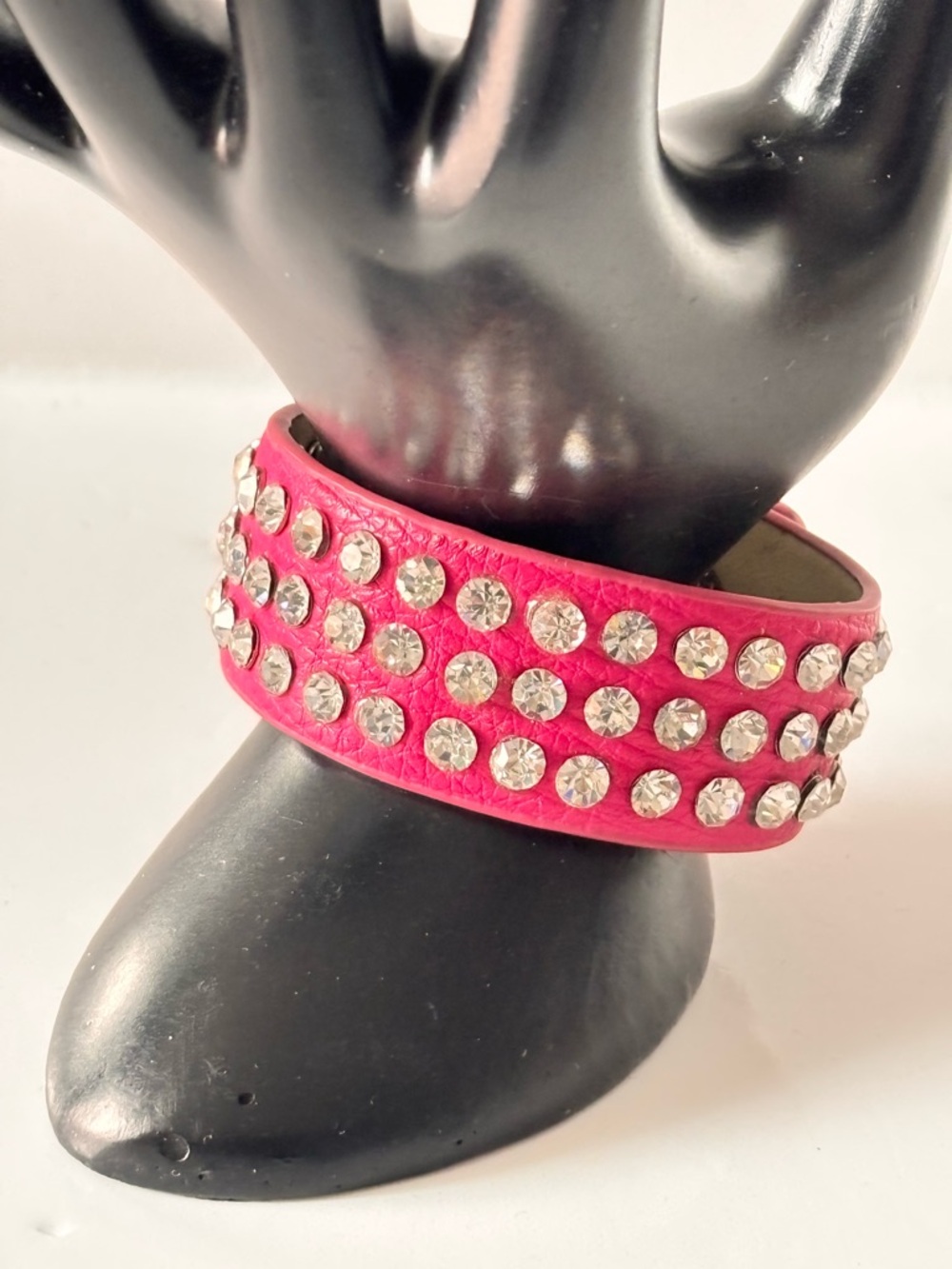 💥FREE Crystal Studded Neon Pink Faux Leather Strap Bracelet - Adjustable up